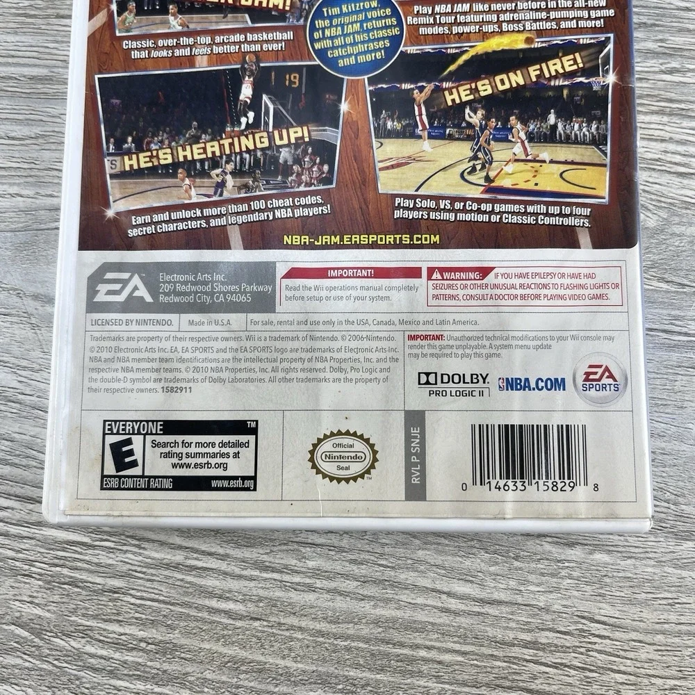NBA Jam Nintendo Wii 2010 No Manual Tested Working EA Sports